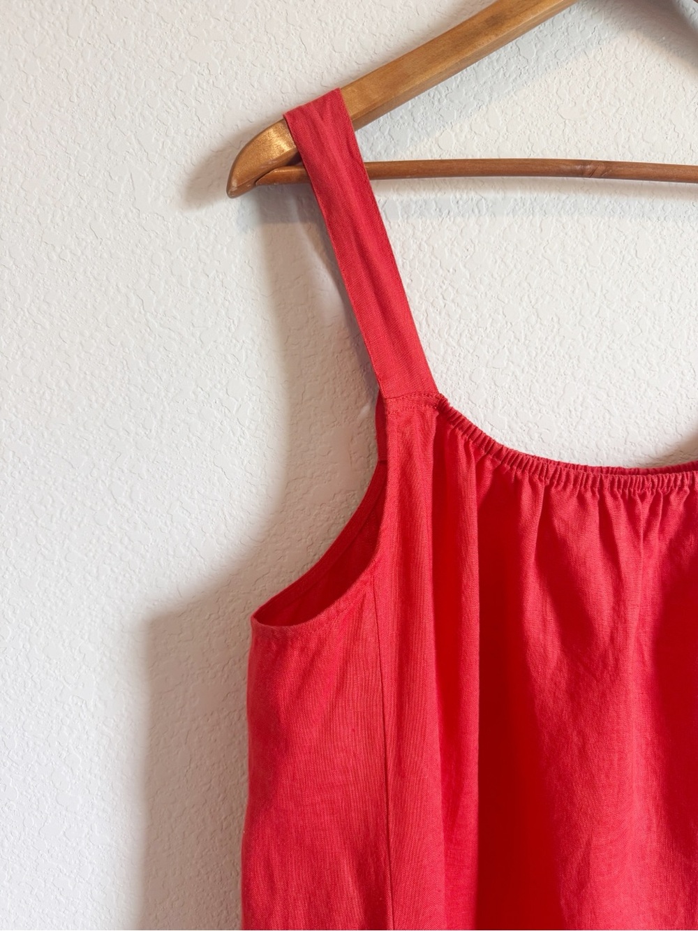 Eileen Fisher Flame Red Organic Linen Cami Lightweight Midi Dress Size Large - Picture 3 of 10